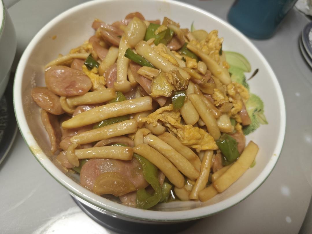 素炒白玉菇