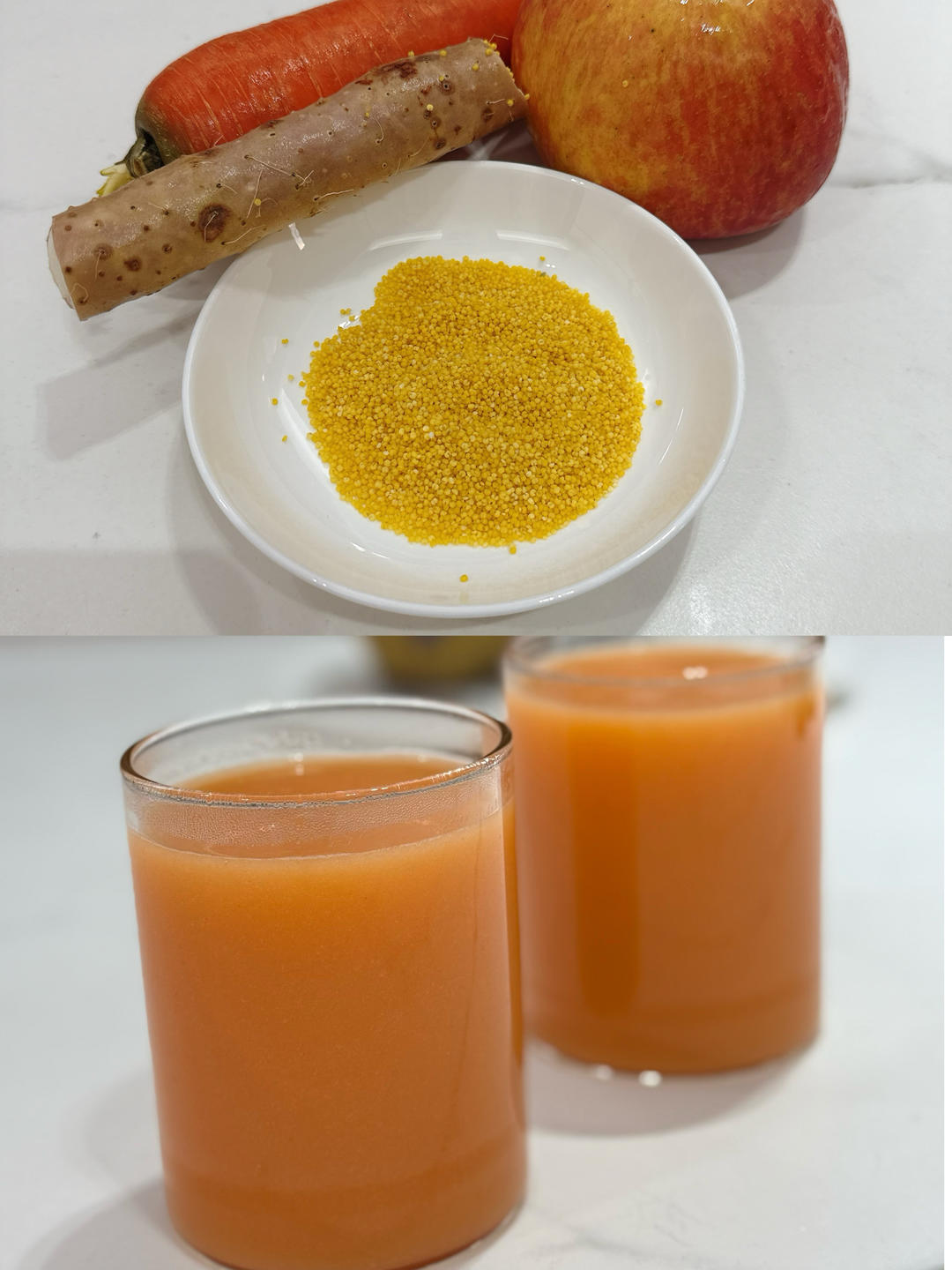 苹果胡萝卜山药小米热饮的做法