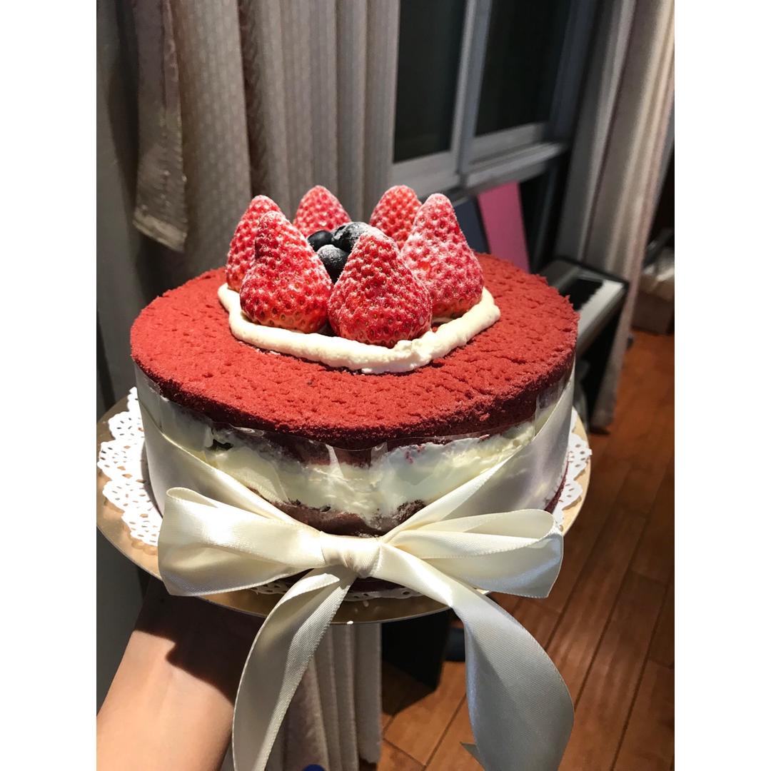 戒果冻做的8寸红丝绒蛋糕
