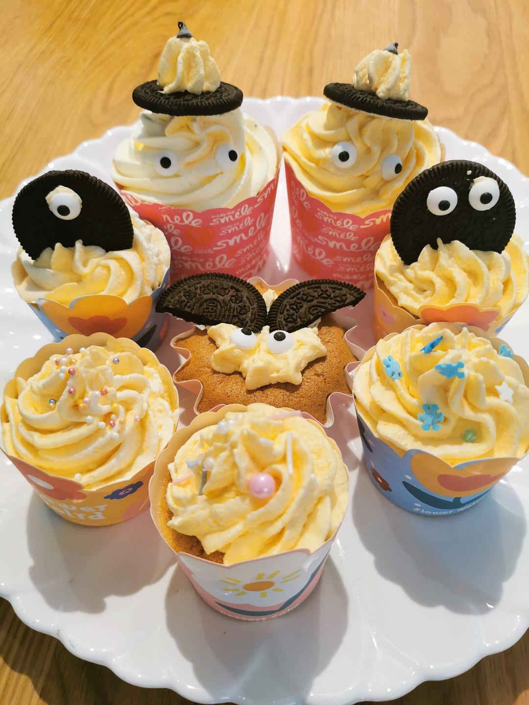 🎃万圣节杯子蛋糕（内附可可戚风纸杯蛋糕）