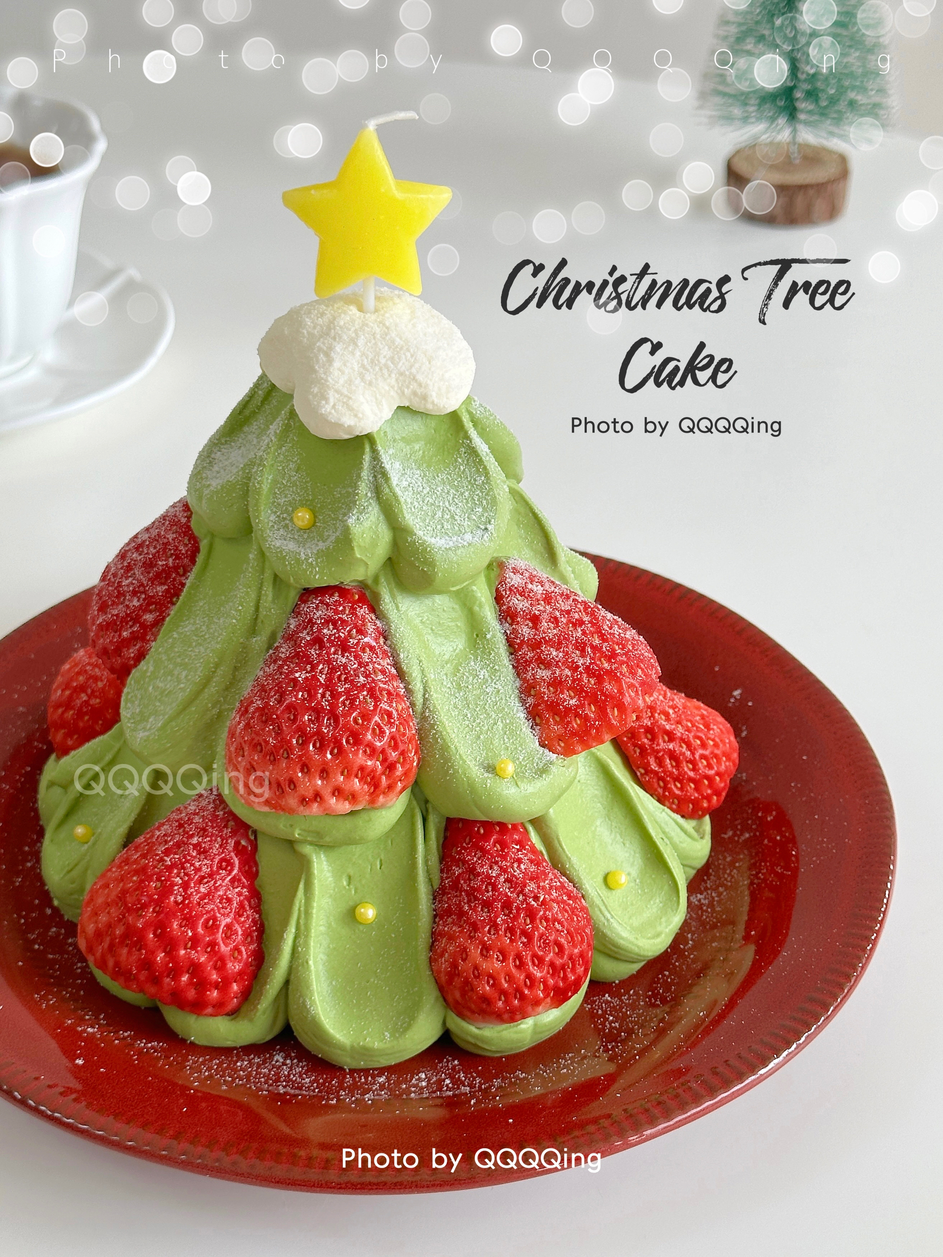 🎄圣诞树蛋糕｜芋泥抹茶奶油的做法