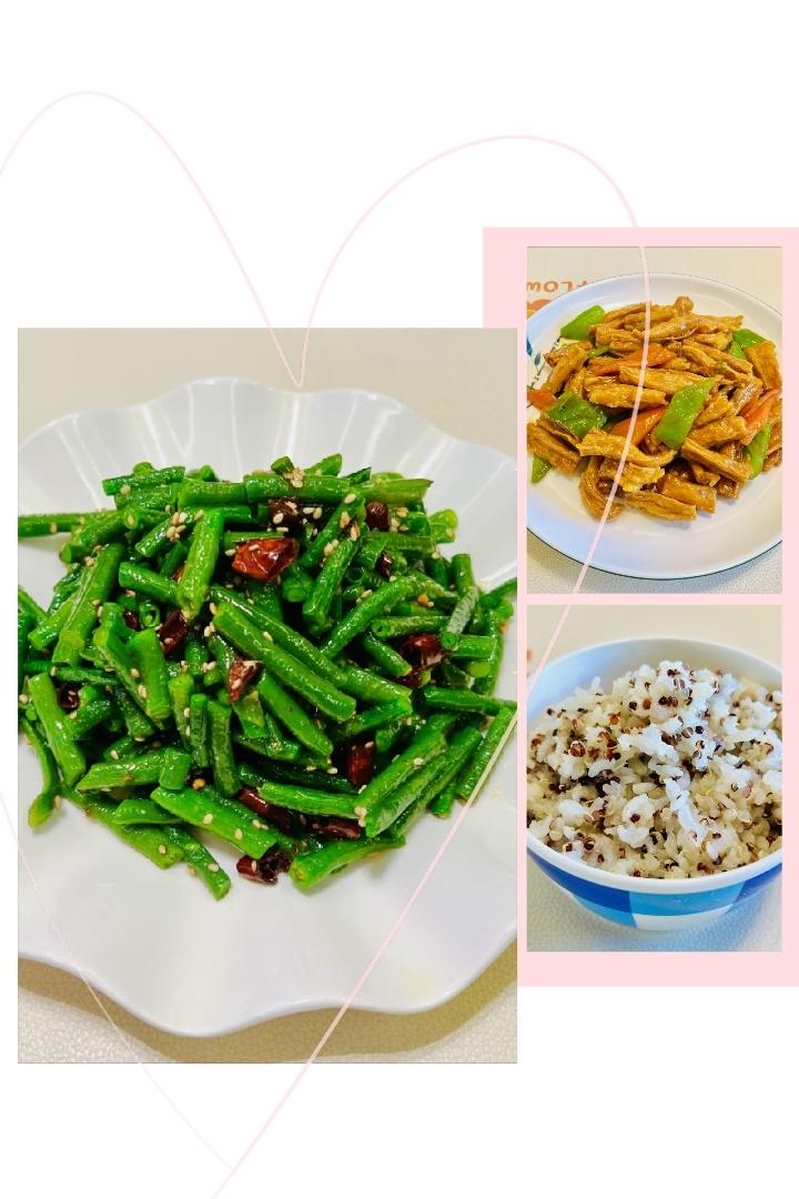素🉑 炝拌豇豆角，茄汁腐竹