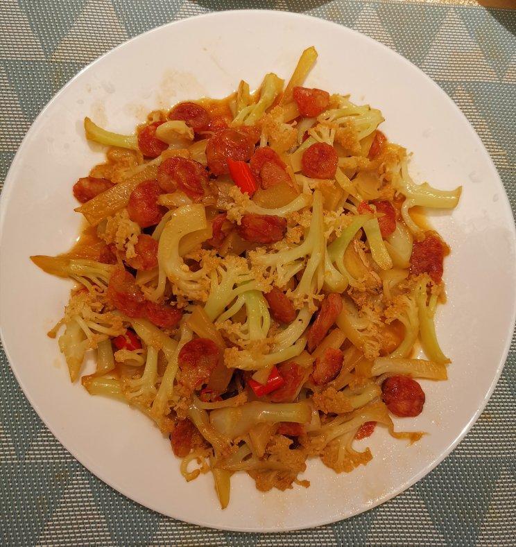 家常素炒菜花，清脆！