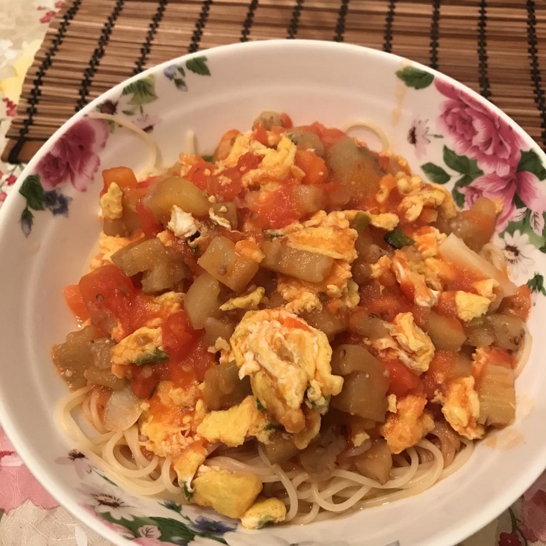 茄子肉丁打卤面
