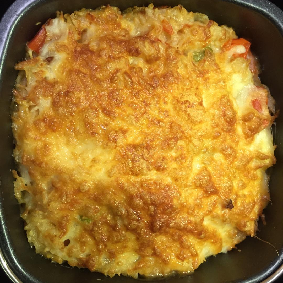 歪歪乃饭包做的空气炸锅版海鲜芝士焗饭