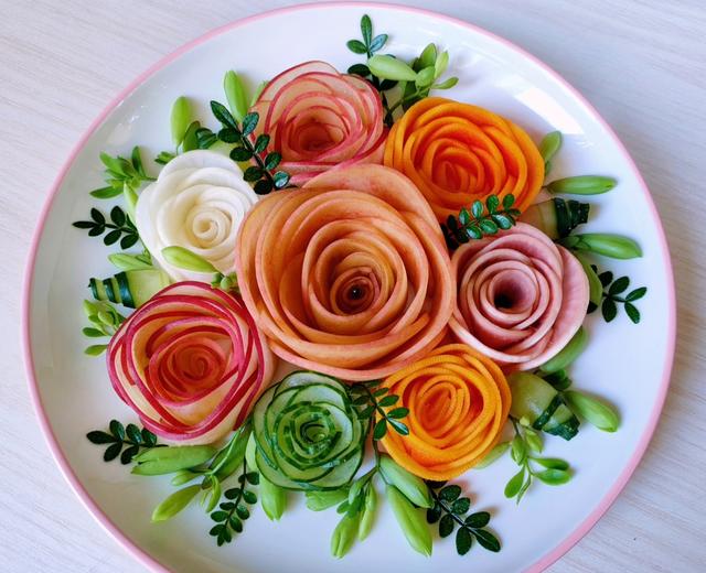 水果拼盘|情人节玫瑰花的做法