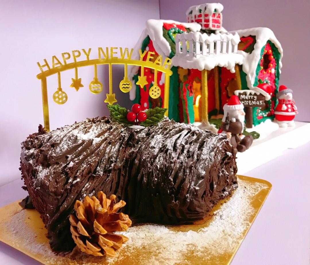 圣诞树桩蛋糕