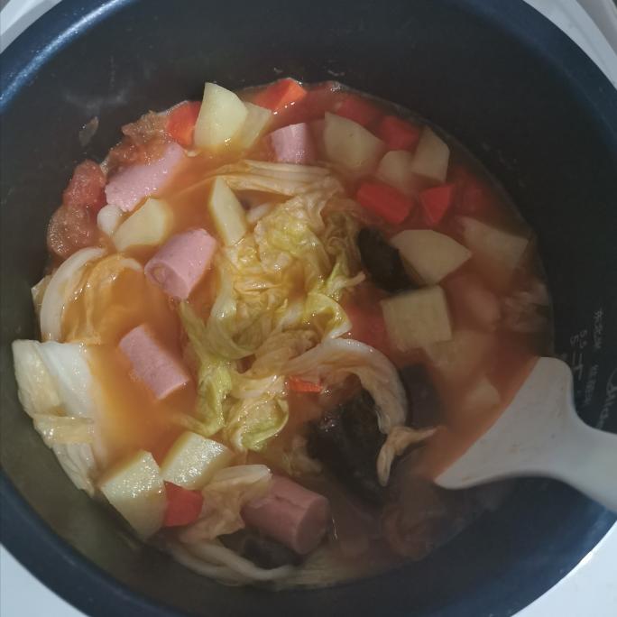 宿舍版电饭煲番茄汤泡饭🍅