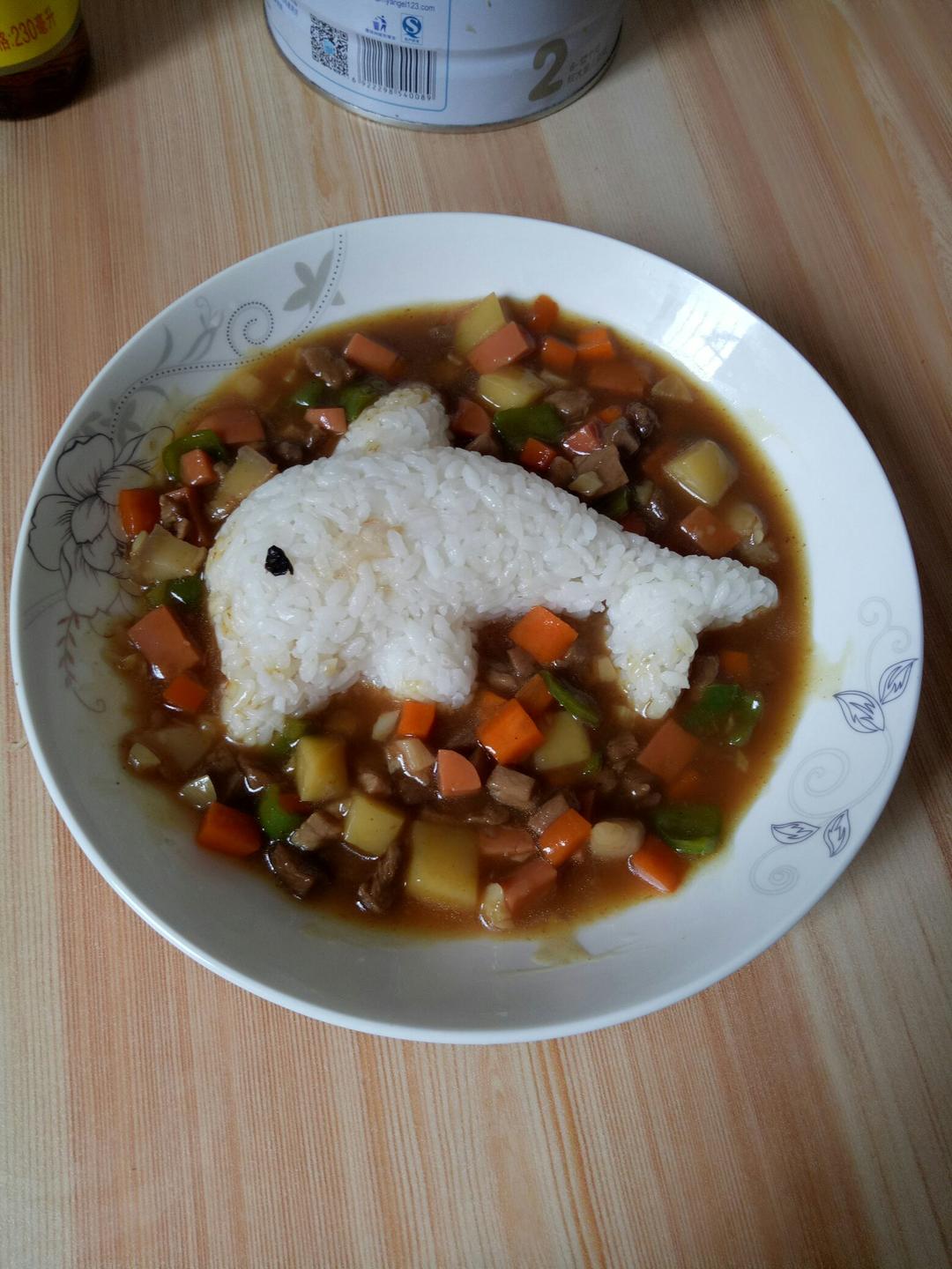 哲凡1做的儿童版卤肉饭