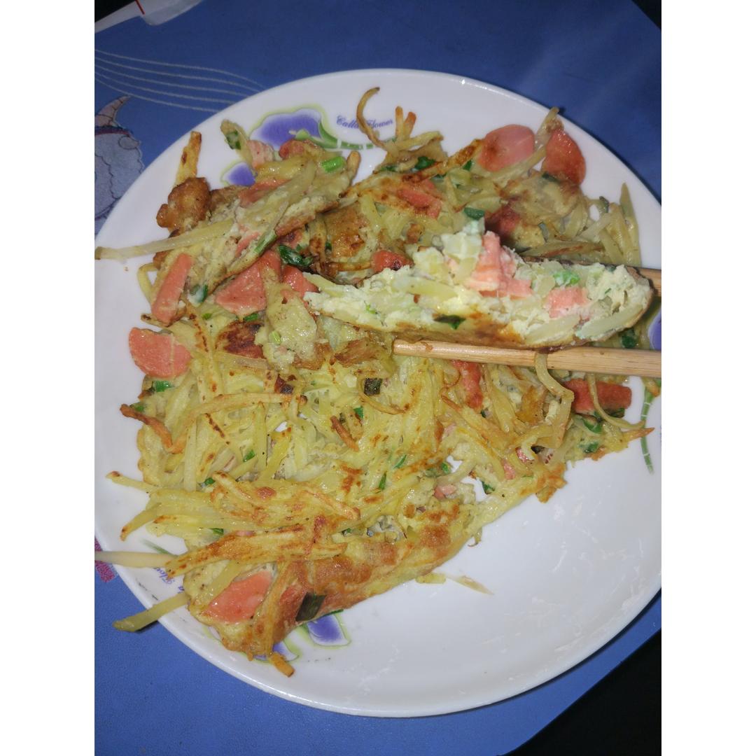 香煎土豆丝鸡蛋饼
