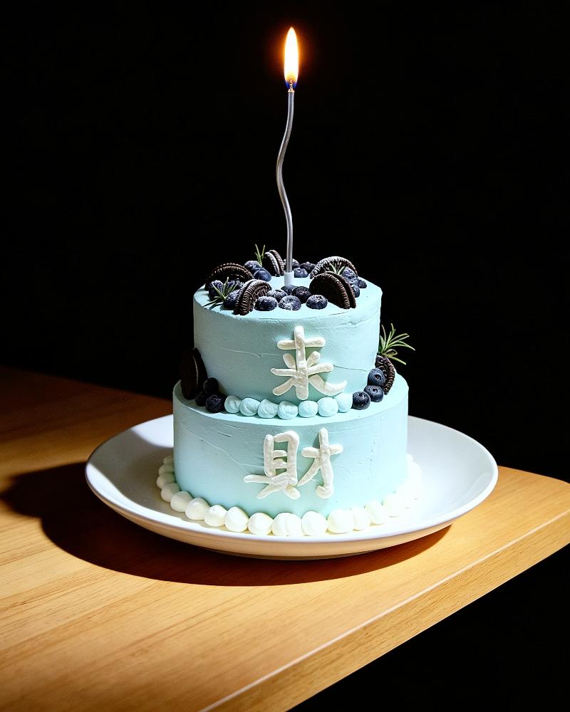 🎂椰冻奥利奥夹层+咖啡蛋糕胚｜藻蓝蛋白调色｜双层生日蛋糕 8+6