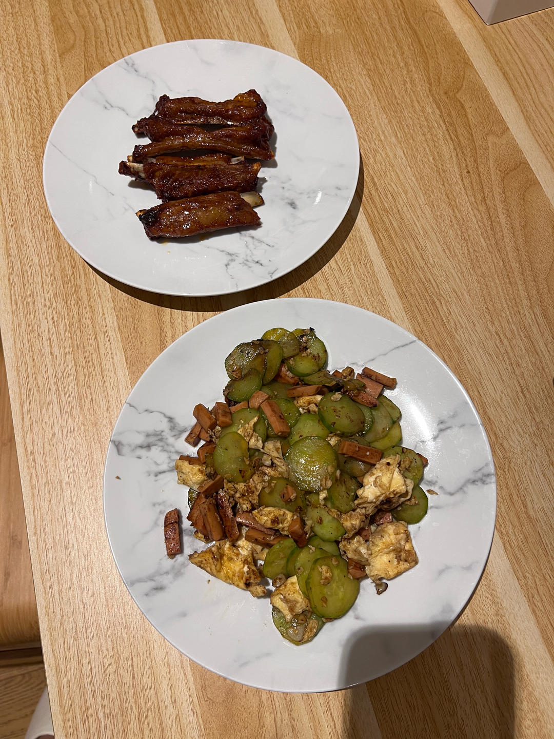 黄瓜炒鸡蛋火腿肠