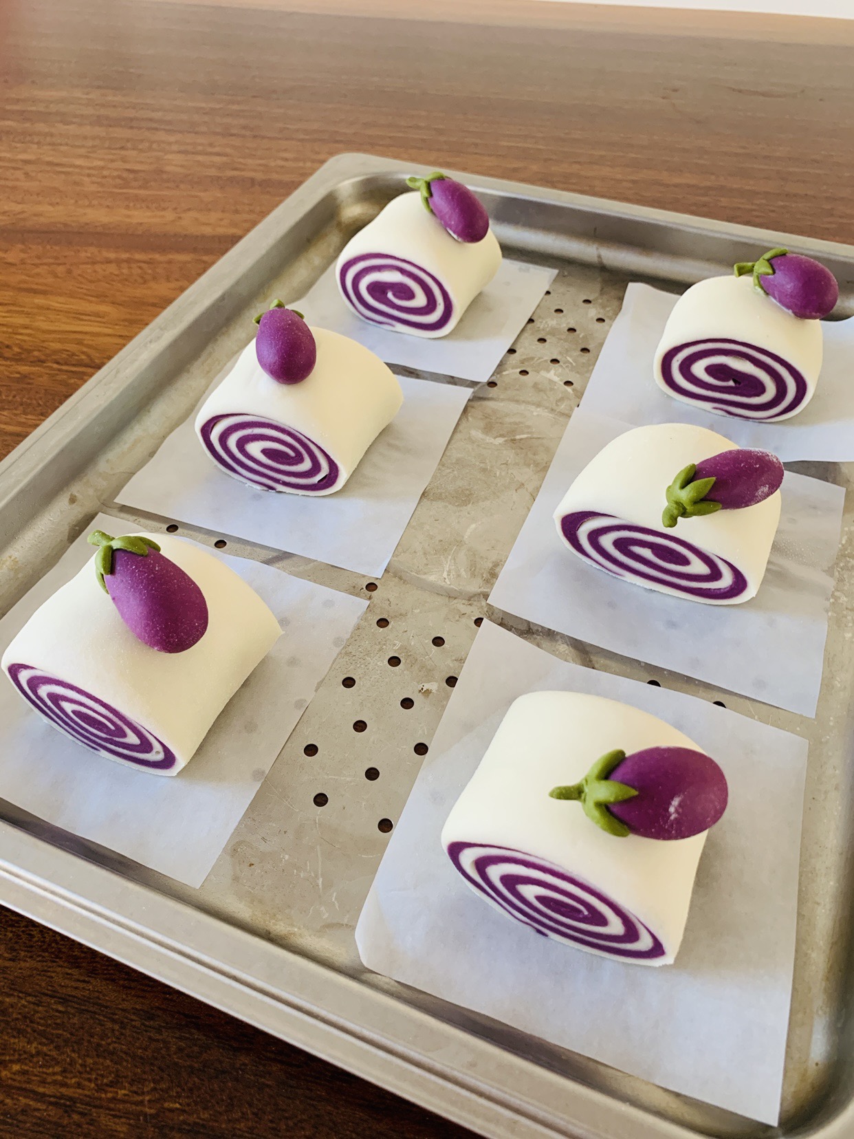 紫薯馒头卡通双色馒头卷花样馒头的做法 步骤11