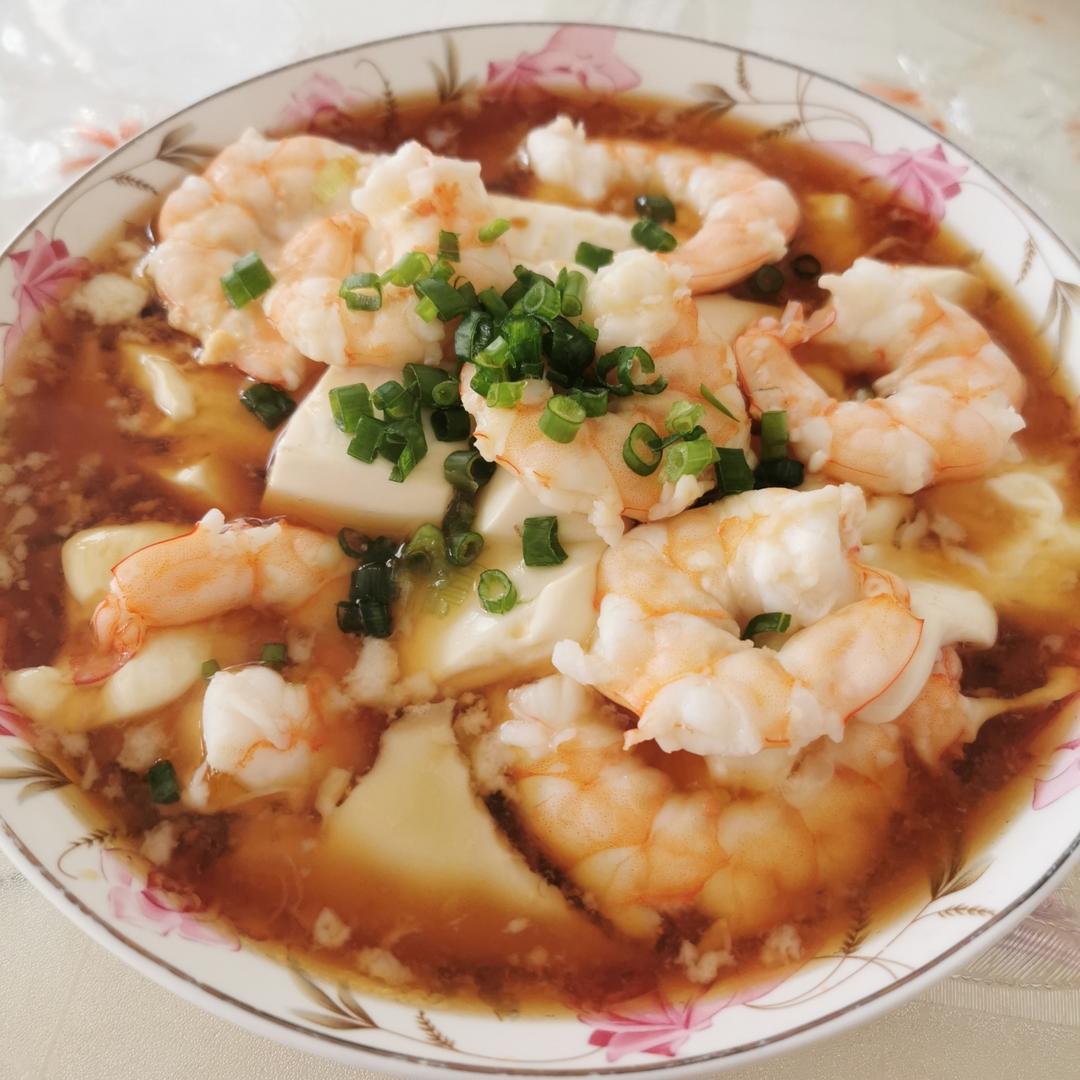 虾仁豆腐蒸水蛋