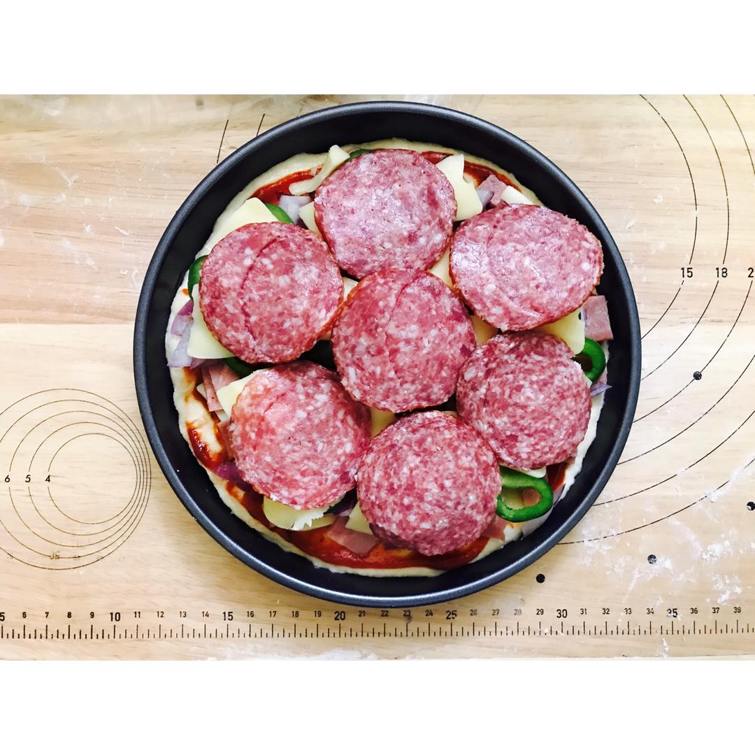 萨拉米肠培根青椒披萨——松下PT1000面包机版