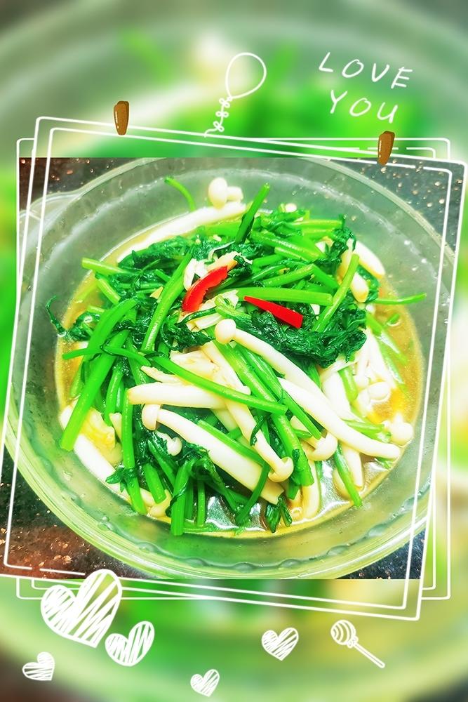 茼蒿白玉菇的做法