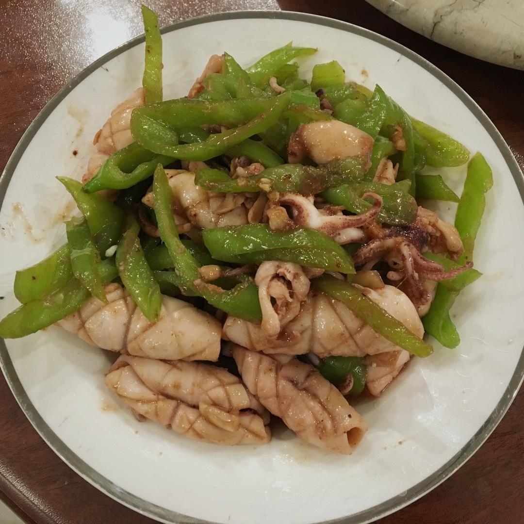 青椒炒鲜鱿