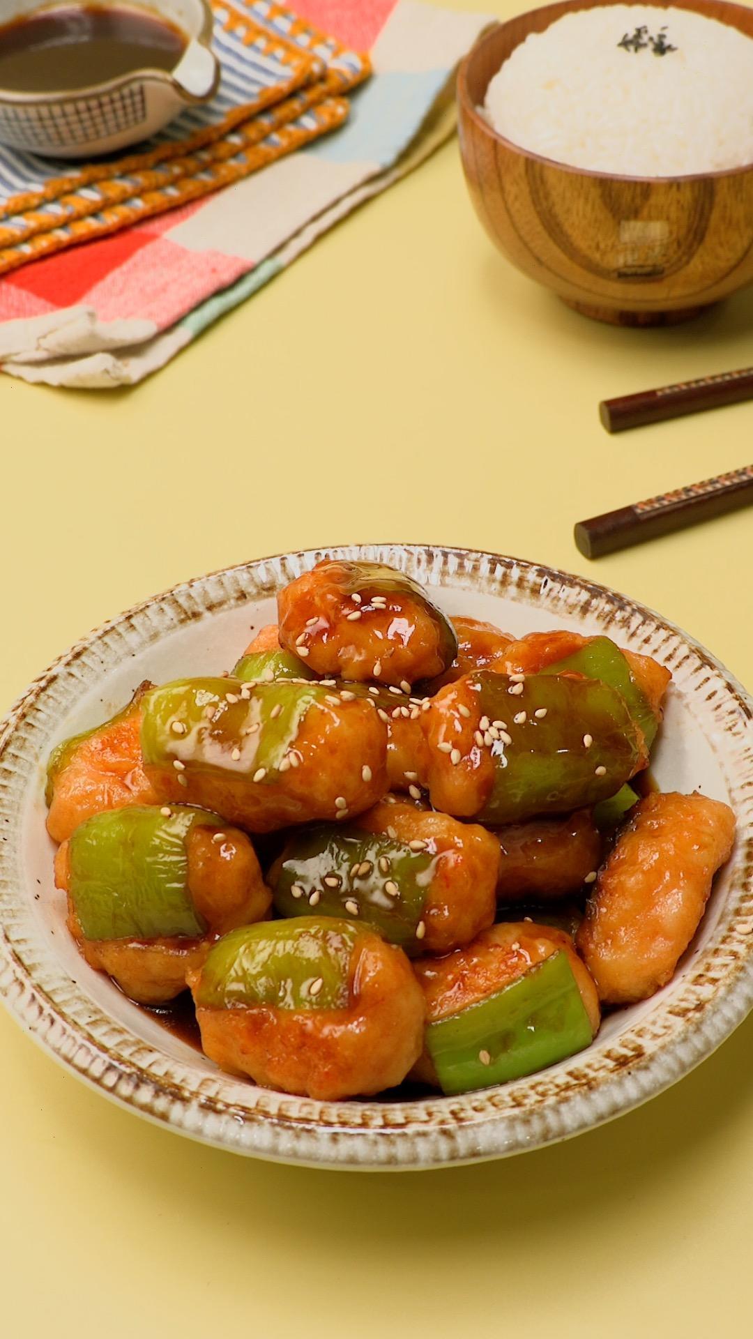 可乐青椒酿虾滑的做法
