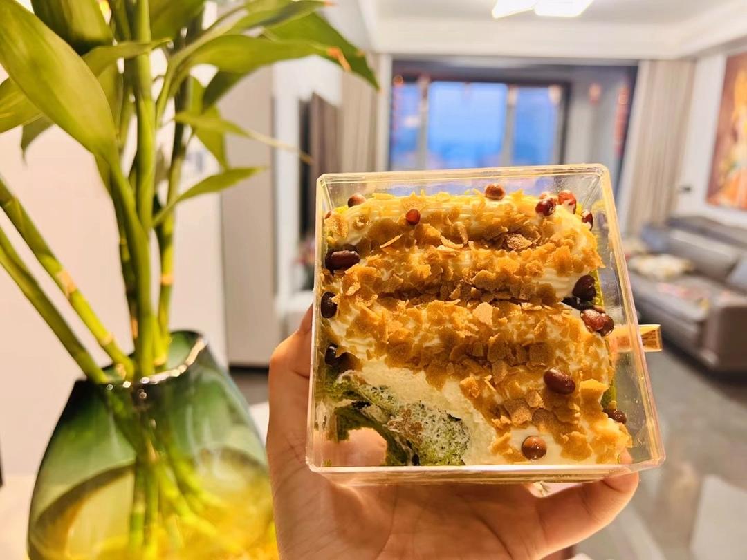 好吃不腻的抹茶蜜豆盒子蛋糕