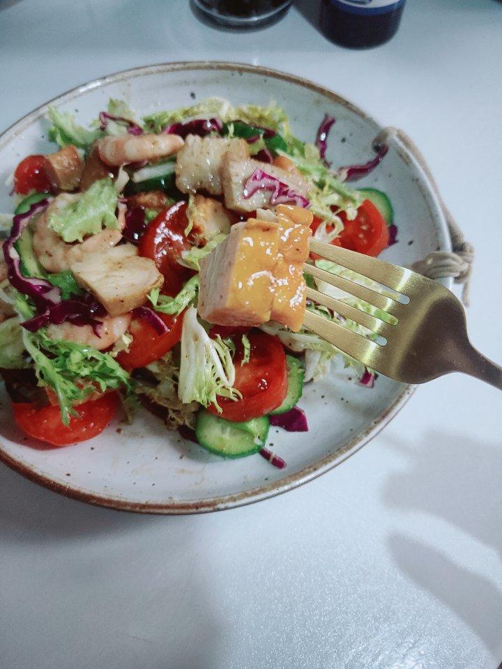 低脂美味的鸡胸肉蔬菜沙拉❗️零失败自制油醋汁‼️