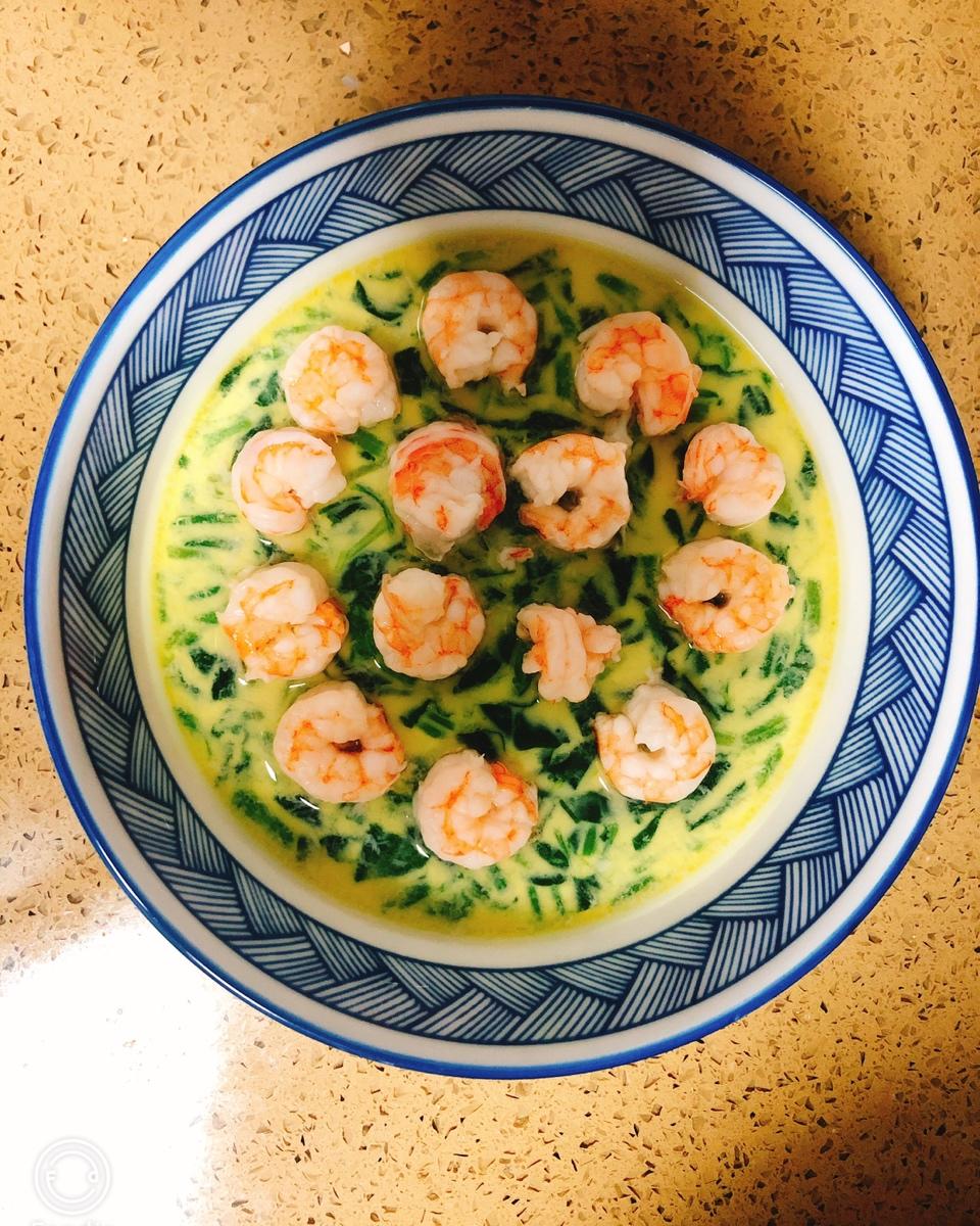 菠菜虾仁蒸蛋