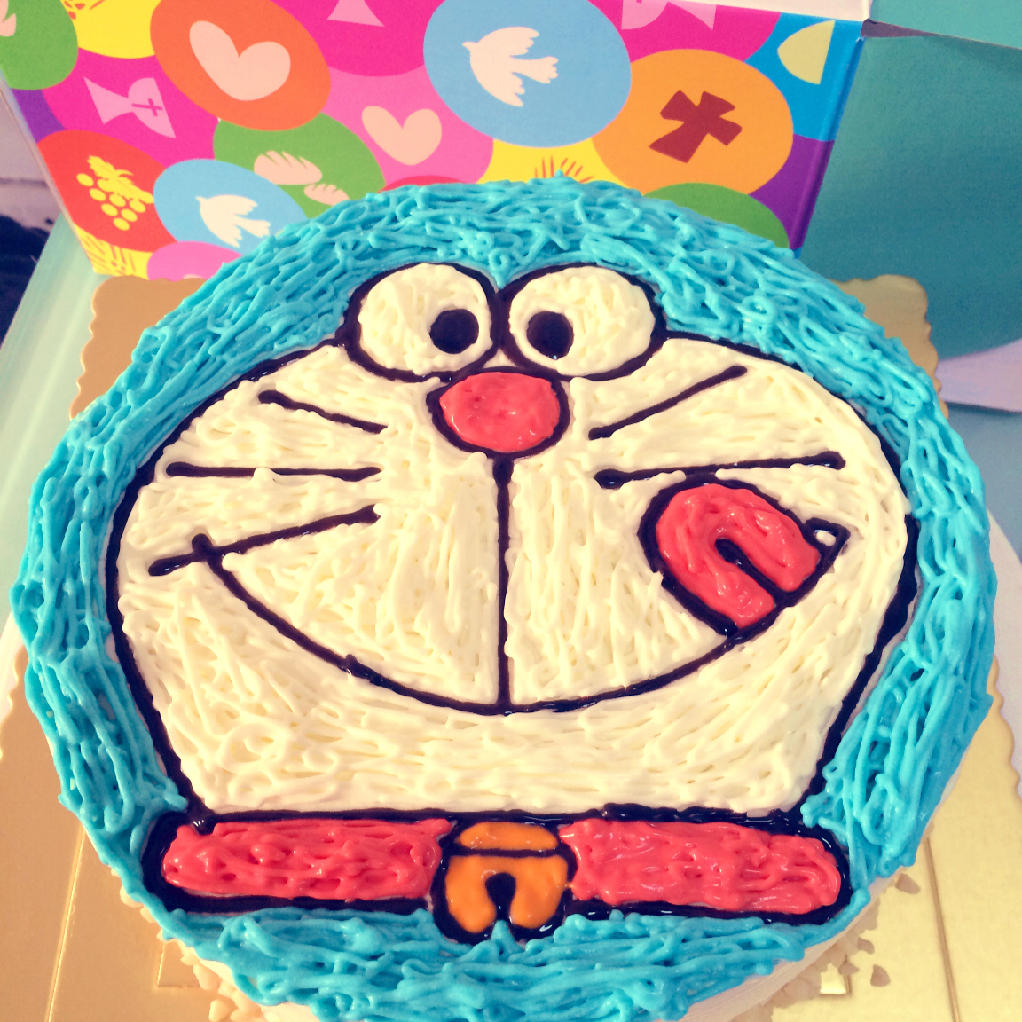 哆啦A梦蓝胖子卡通裱花蛋糕
