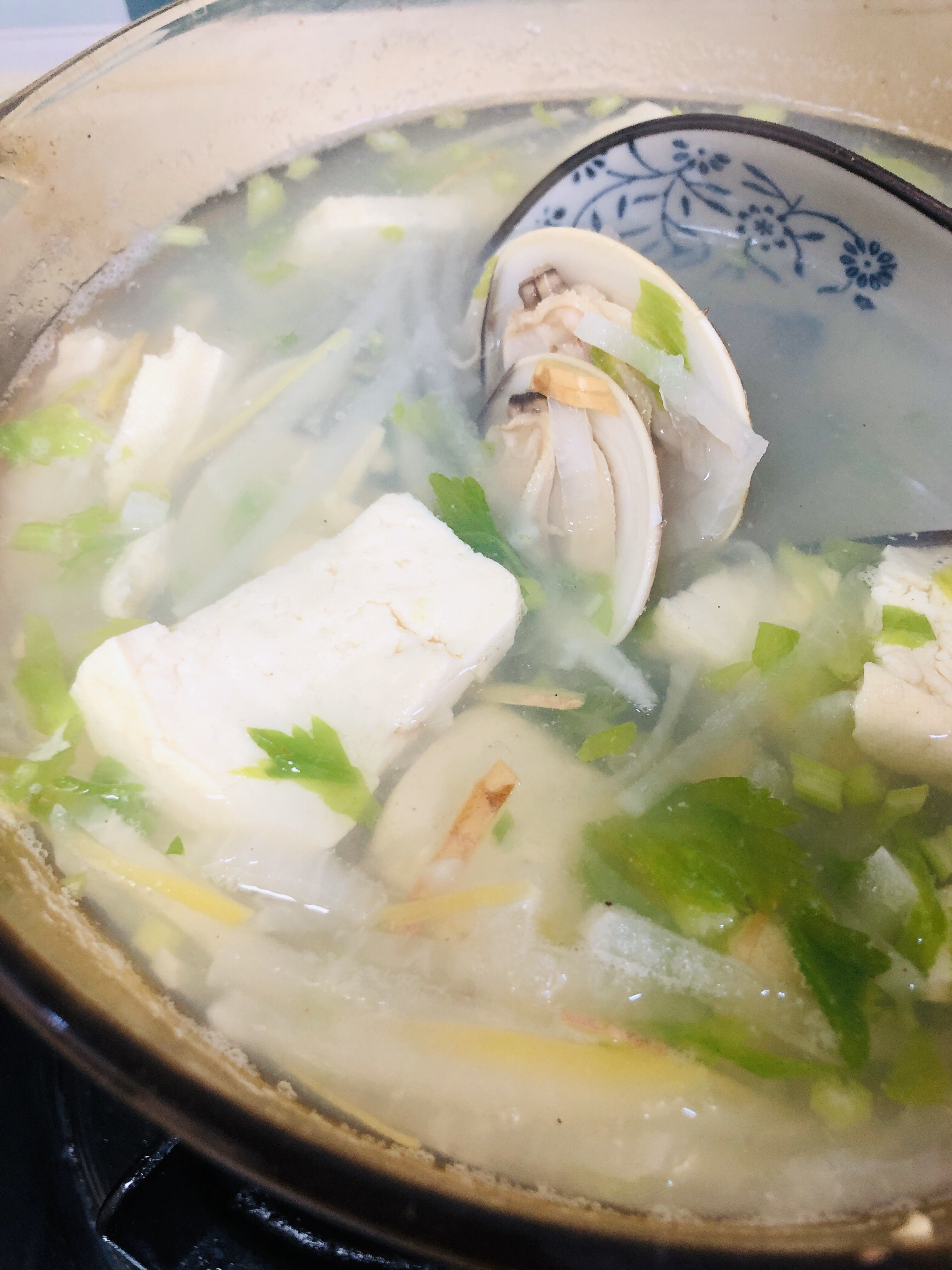 萝卜丝文蛤豆腐汤的做法