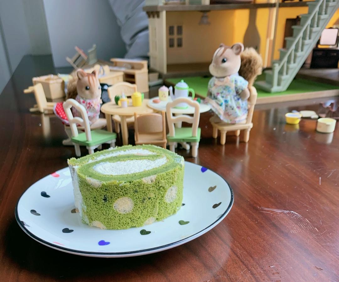 抹茶波点（条纹）蛋糕卷