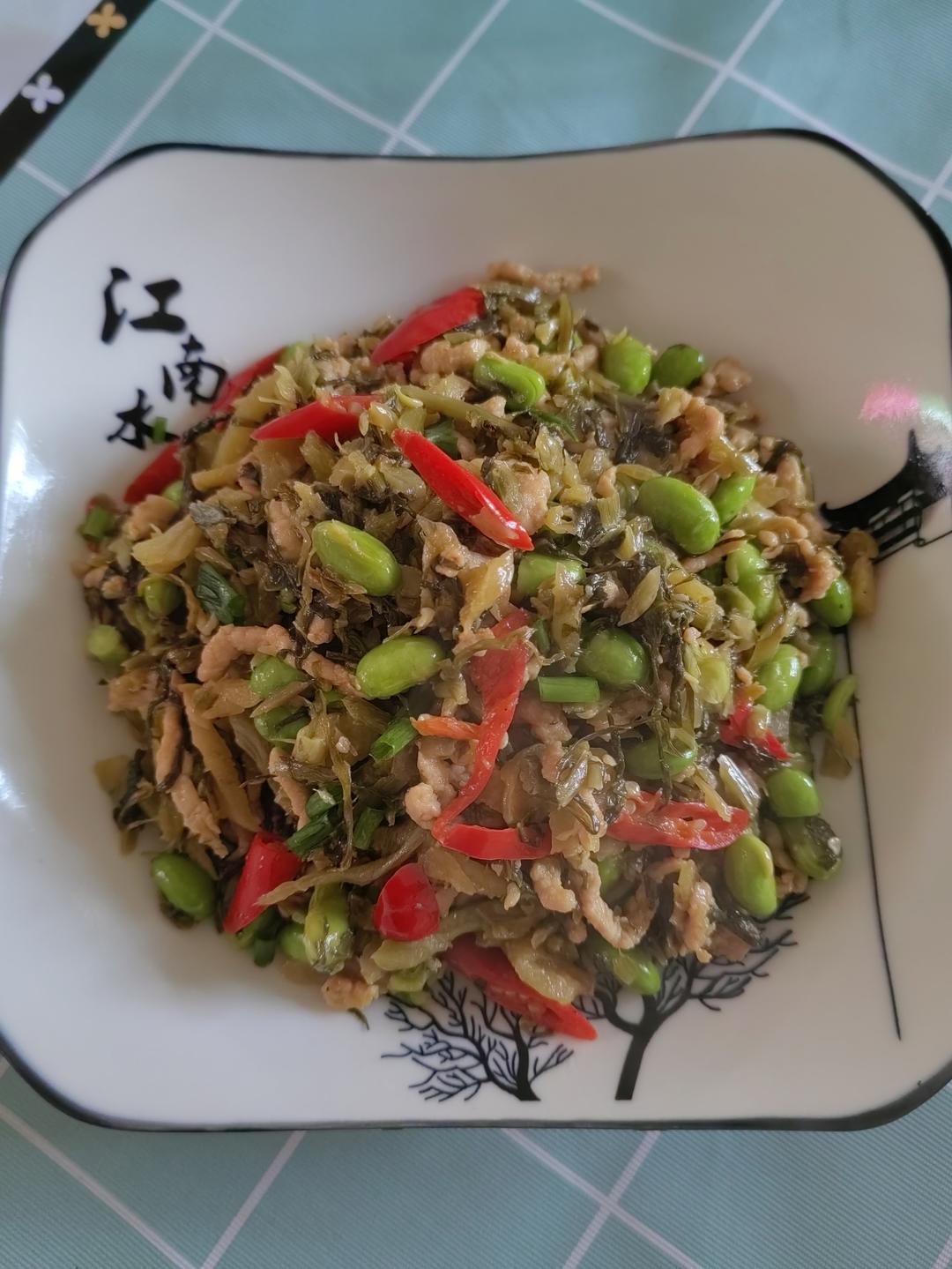 雪菜毛豆肉丝