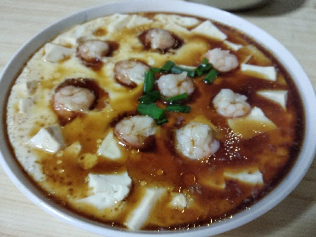 虾仁豆腐蒸水蛋