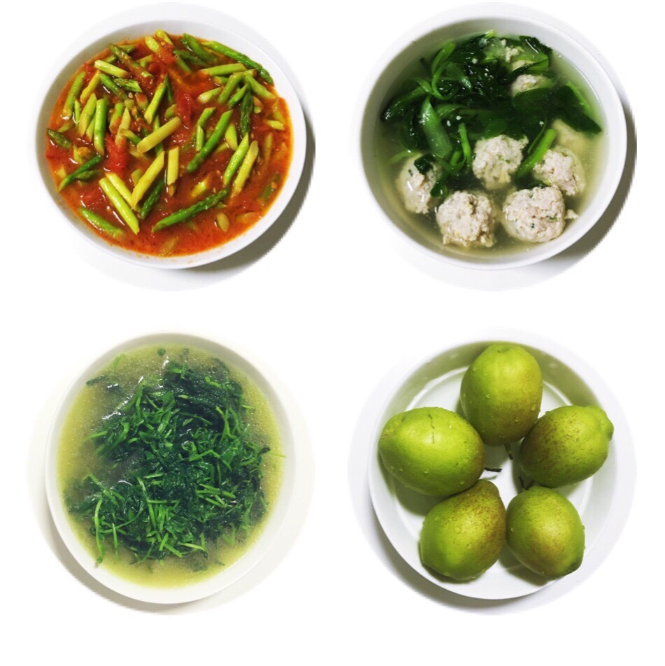 译家三口（肉圆汤、番茄芦笋、酒香豆苗）20160917