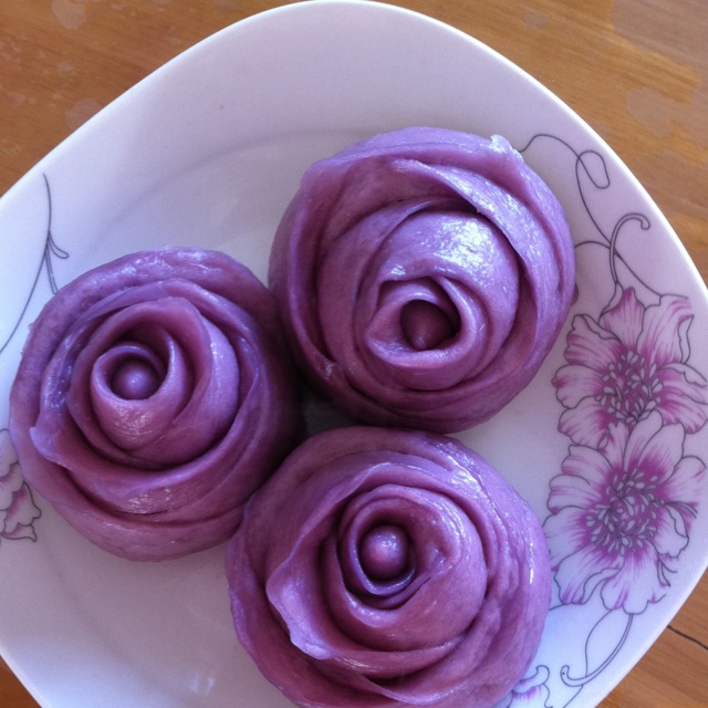 紫薯玫瑰花馒头