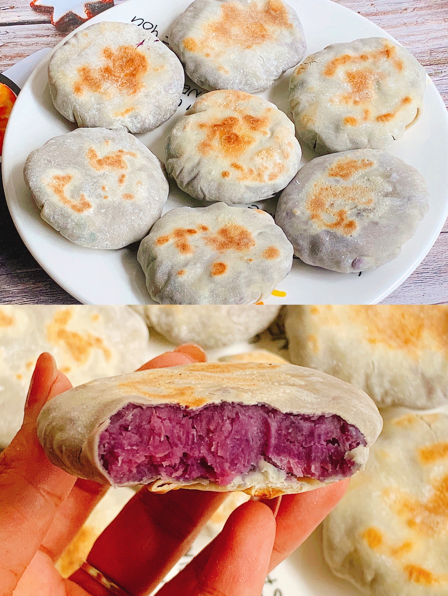🔆低卡小甜点～无油无糖的饺子皮紫薯饼的做法