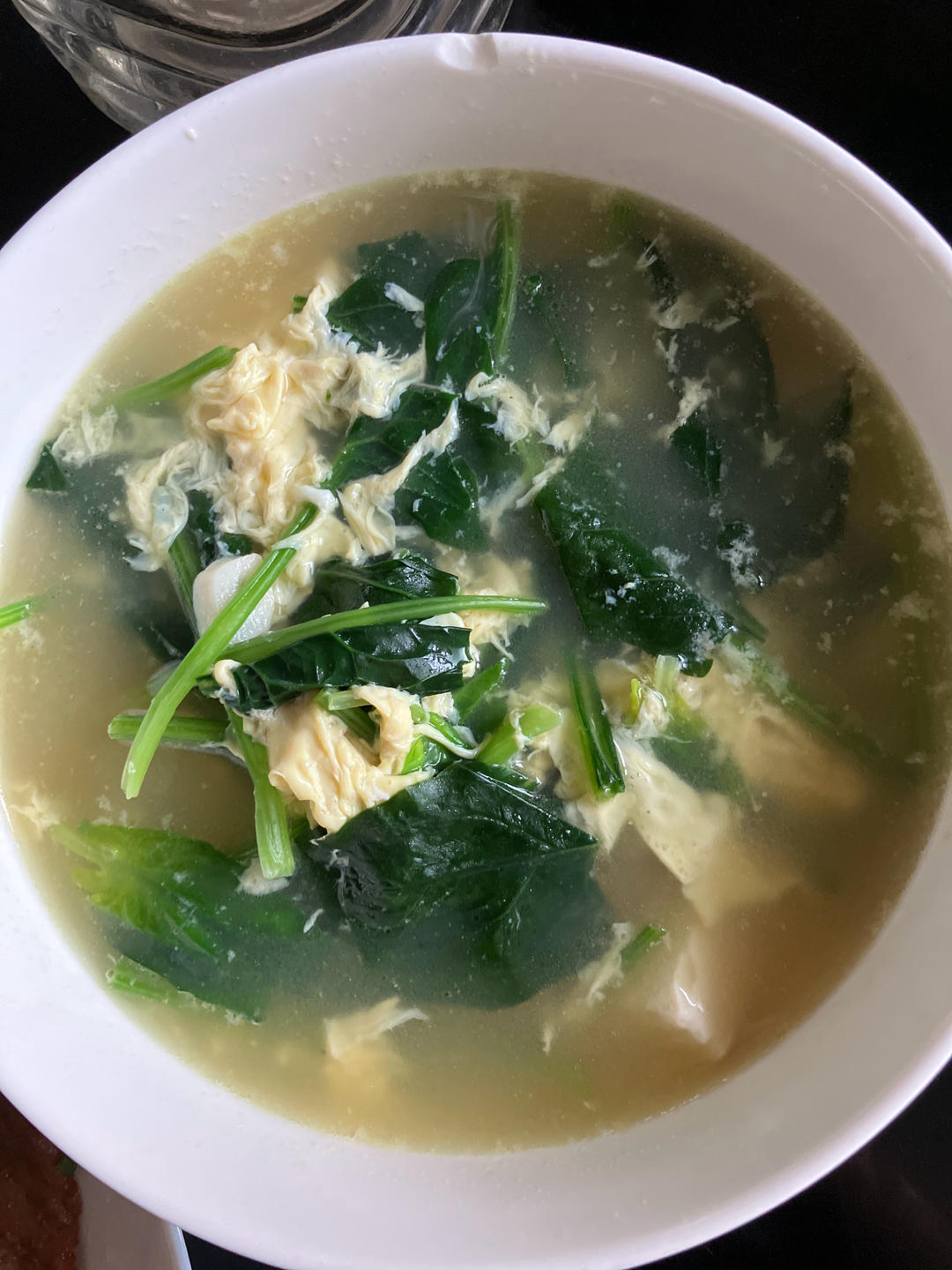 减肥低卡高蛋白靓汤-菠菜豆腐鸡蛋汤，可加洋车前子壳粉
