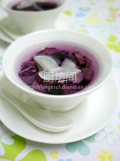 紫薯百合甜汤的做法