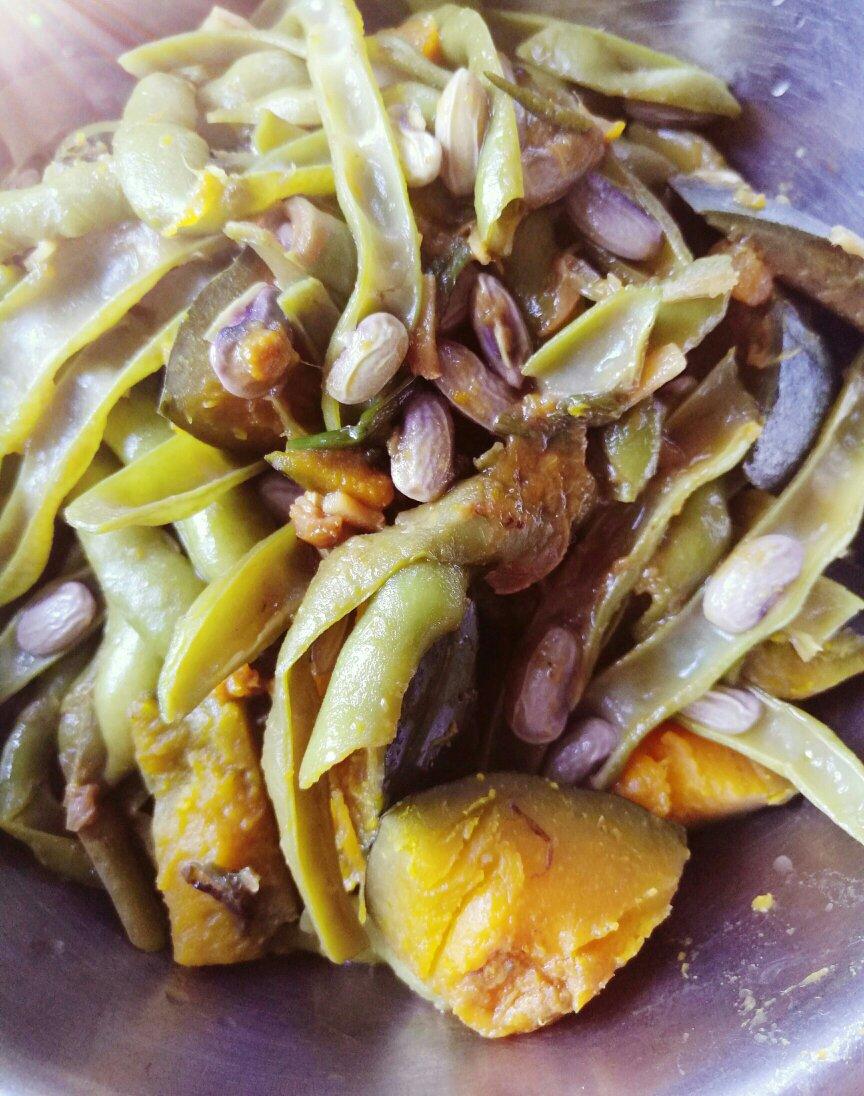 南瓜炖豆角