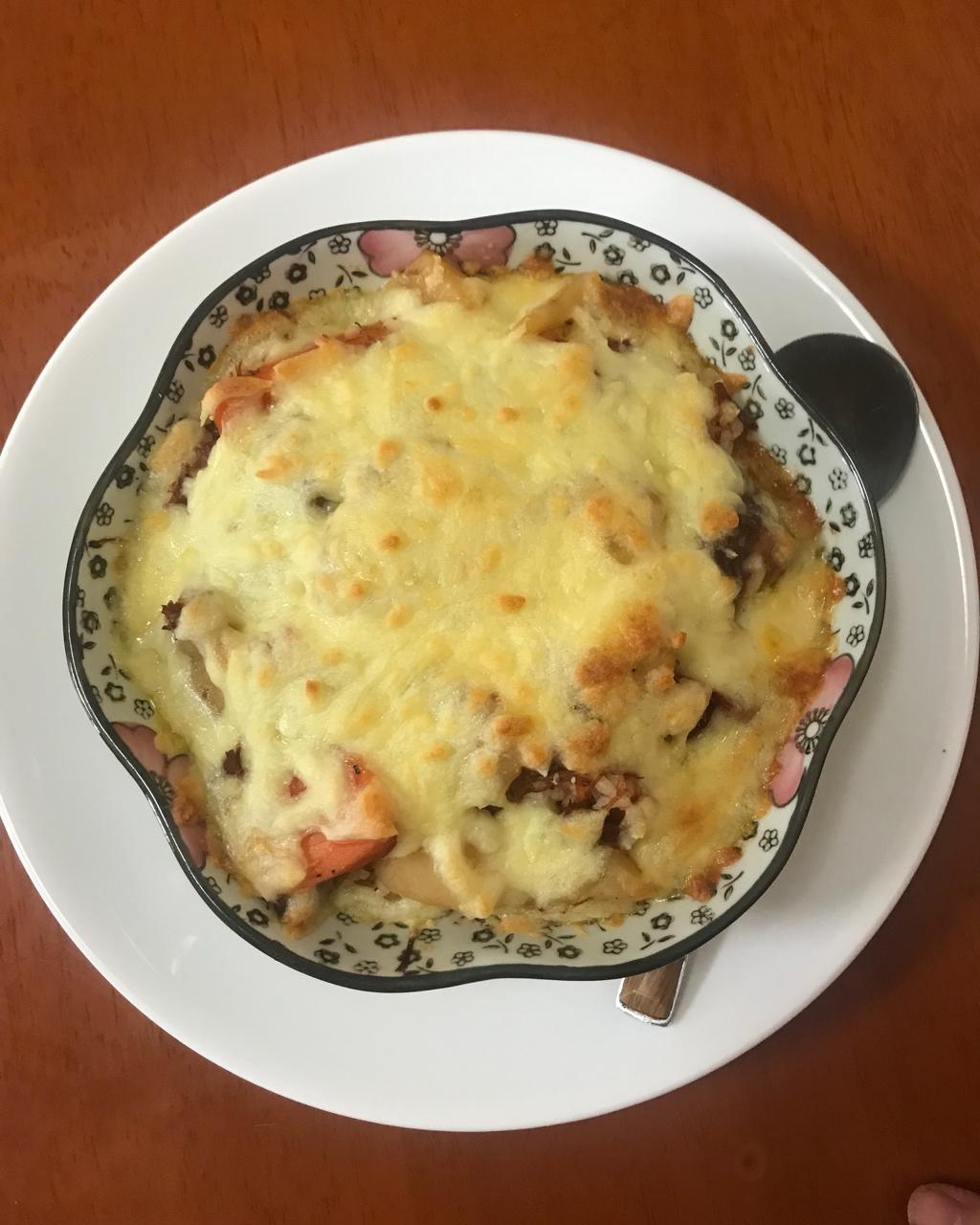 番茄肉酱焗饭 -- 松下SC300B烤箱版