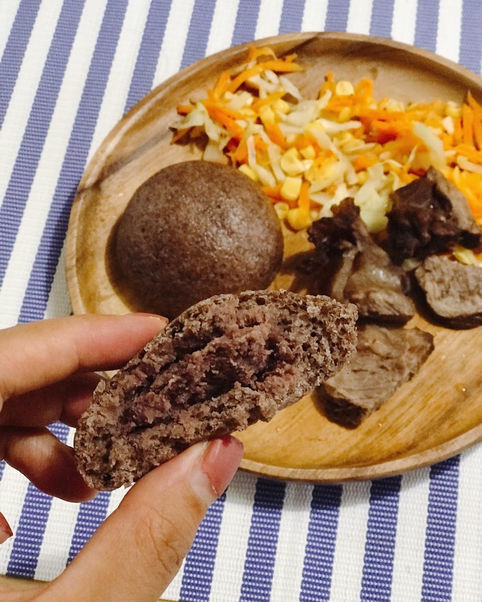 百分百纯黑麦馒头/小馅料馒头（低热量低gi健身减脂健康好美食）