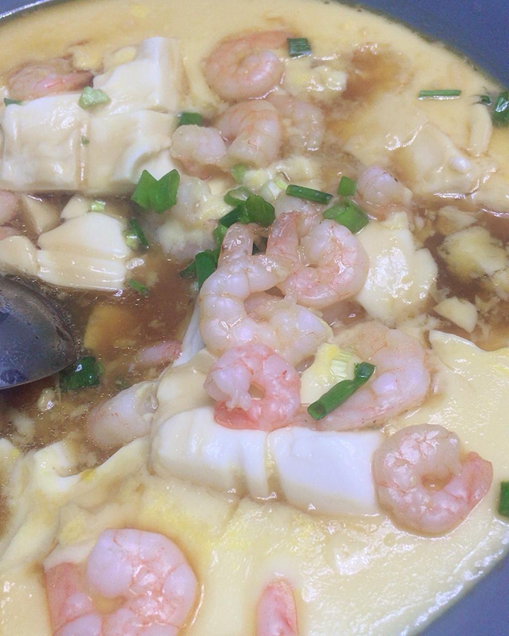 虾仁豆腐蒸水蛋