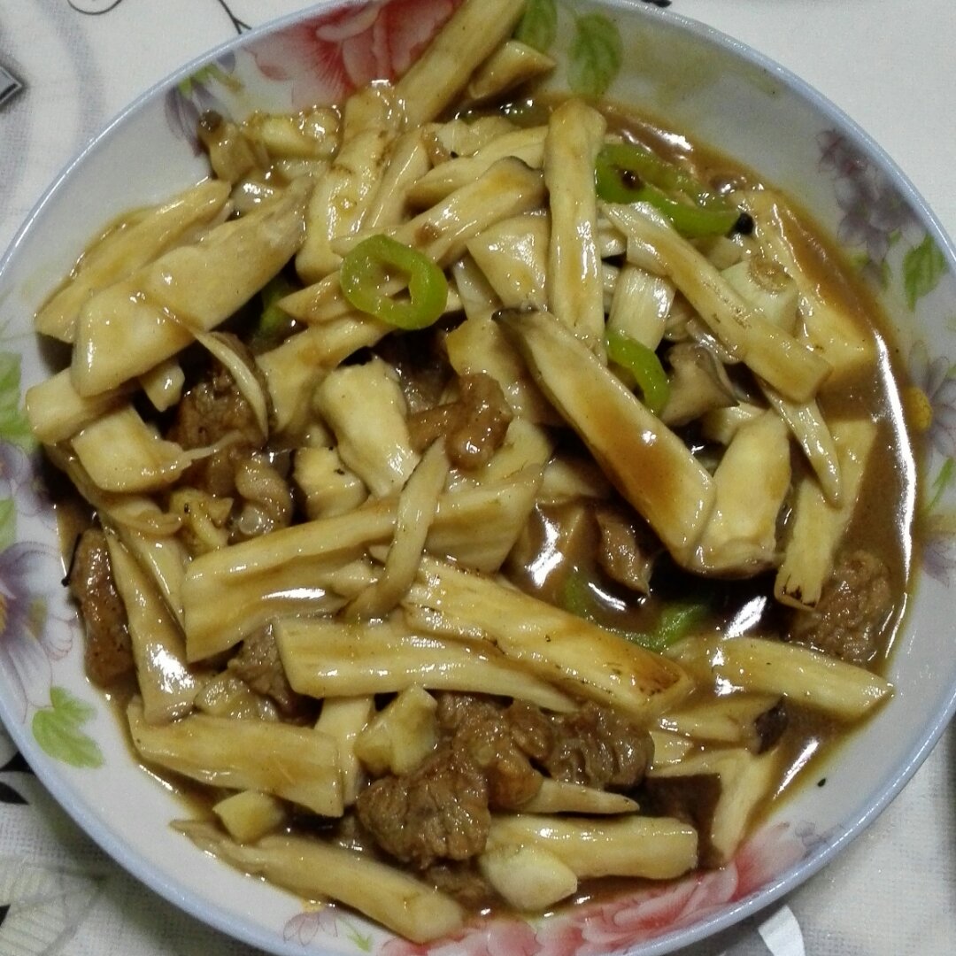 手撕杏鲍菇炒肉丝