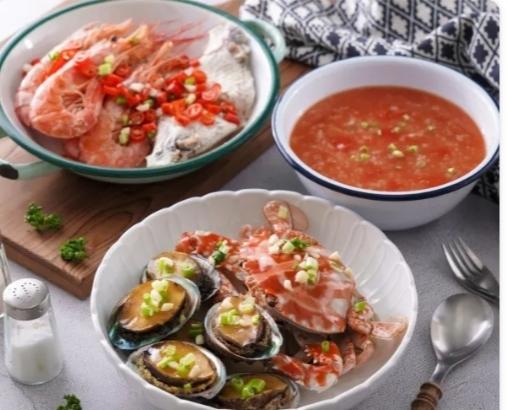 天使紅鍋-天使蝦剁椒魚下巴+花蟹鮑魚+番茄芹菜粥，在家自煮快乐全家餐