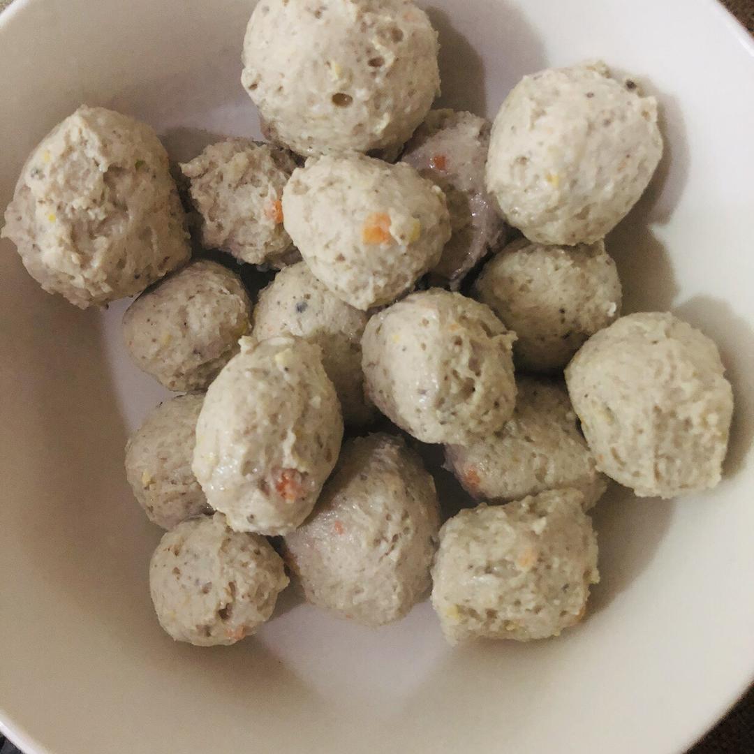 低脂无油无淀粉香菇胡萝卜鸡肉丸 超级Q弹