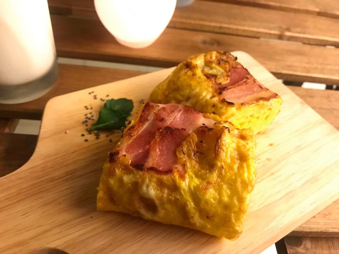 零厨艺也能快速解决饥饿の无油超简单培根卷玉子烧