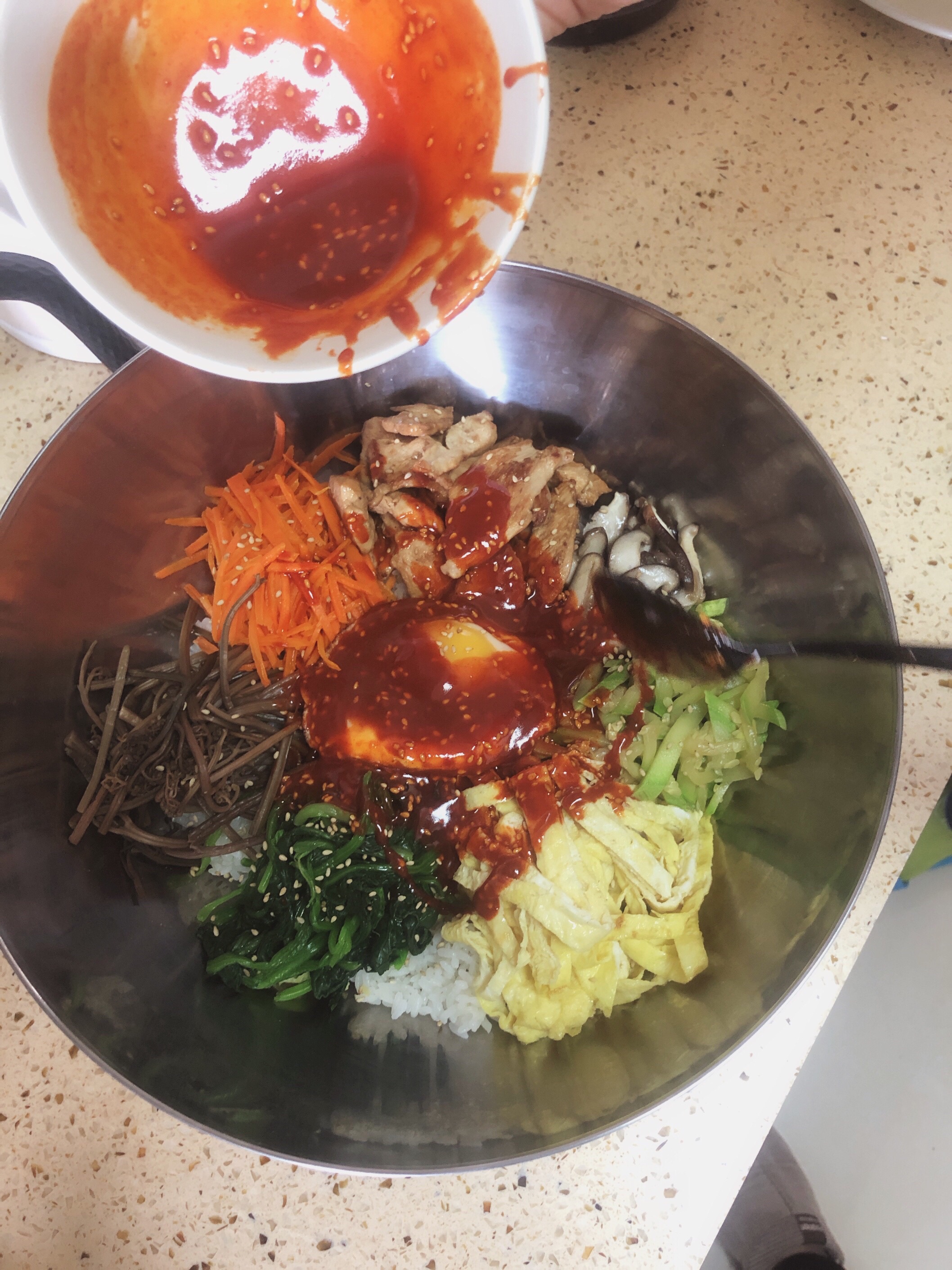 韩式拌饭（鸡胸肉）的做法 步骤8