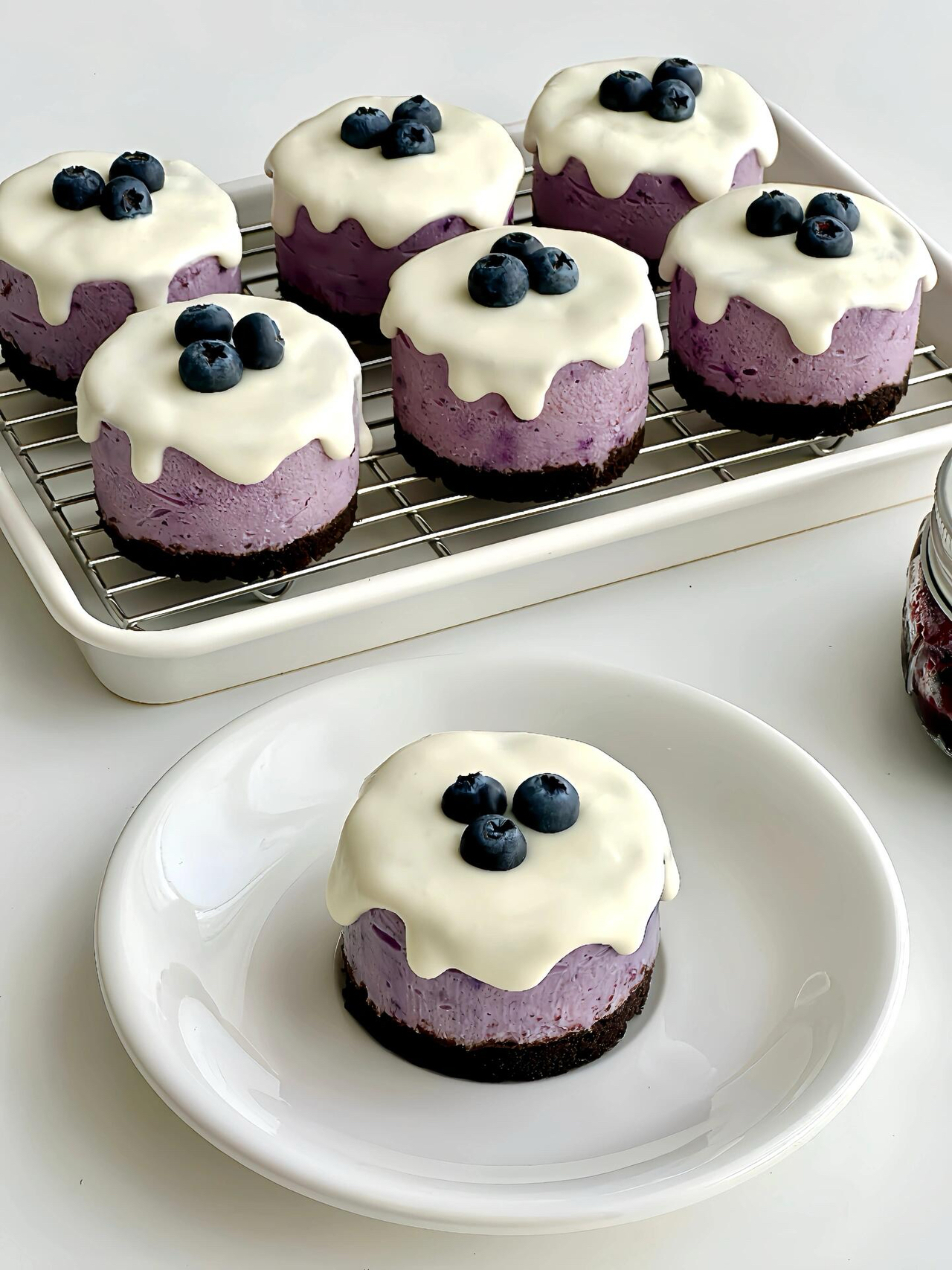 免烤箱‼️mini蓝莓🫐奶盖芝士小蛋糕