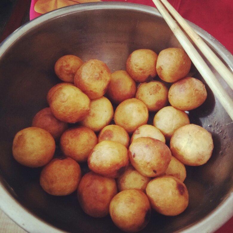 妈妈教炸的红薯丸子