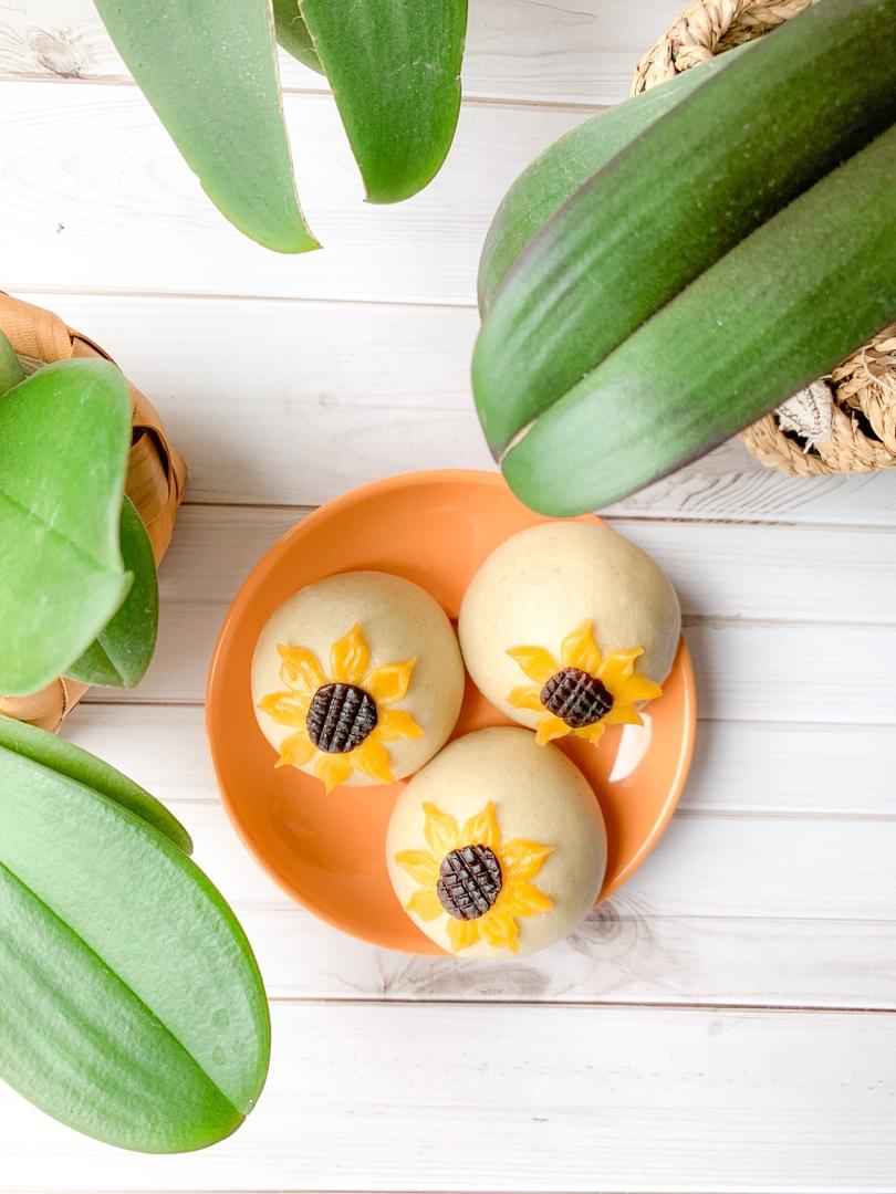 荞麦馒头麻薯芝麻馅花朵馒头可爱馒头