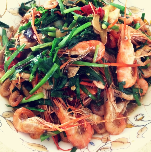 韭菜炒河虾