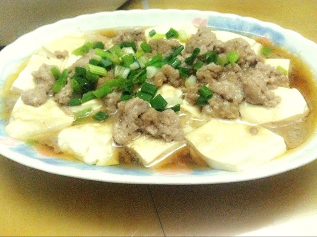 香辣肉末蒸豆腐