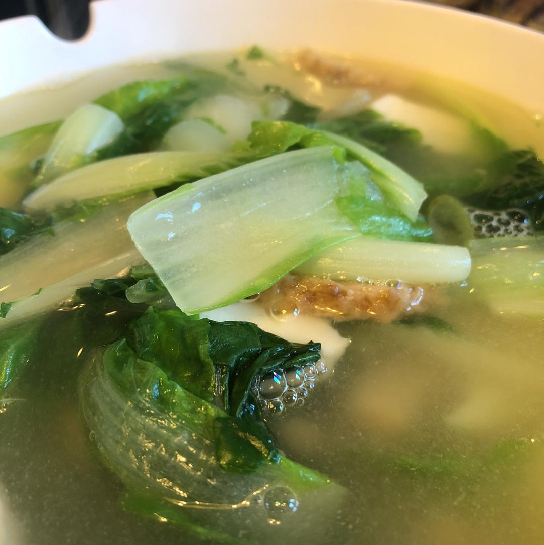 小白菜汆丸子